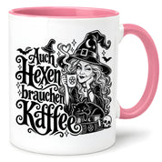 Herzbotschaft Tasse Auch Hexen brauchen Kaffee Lustige Geschenkidee