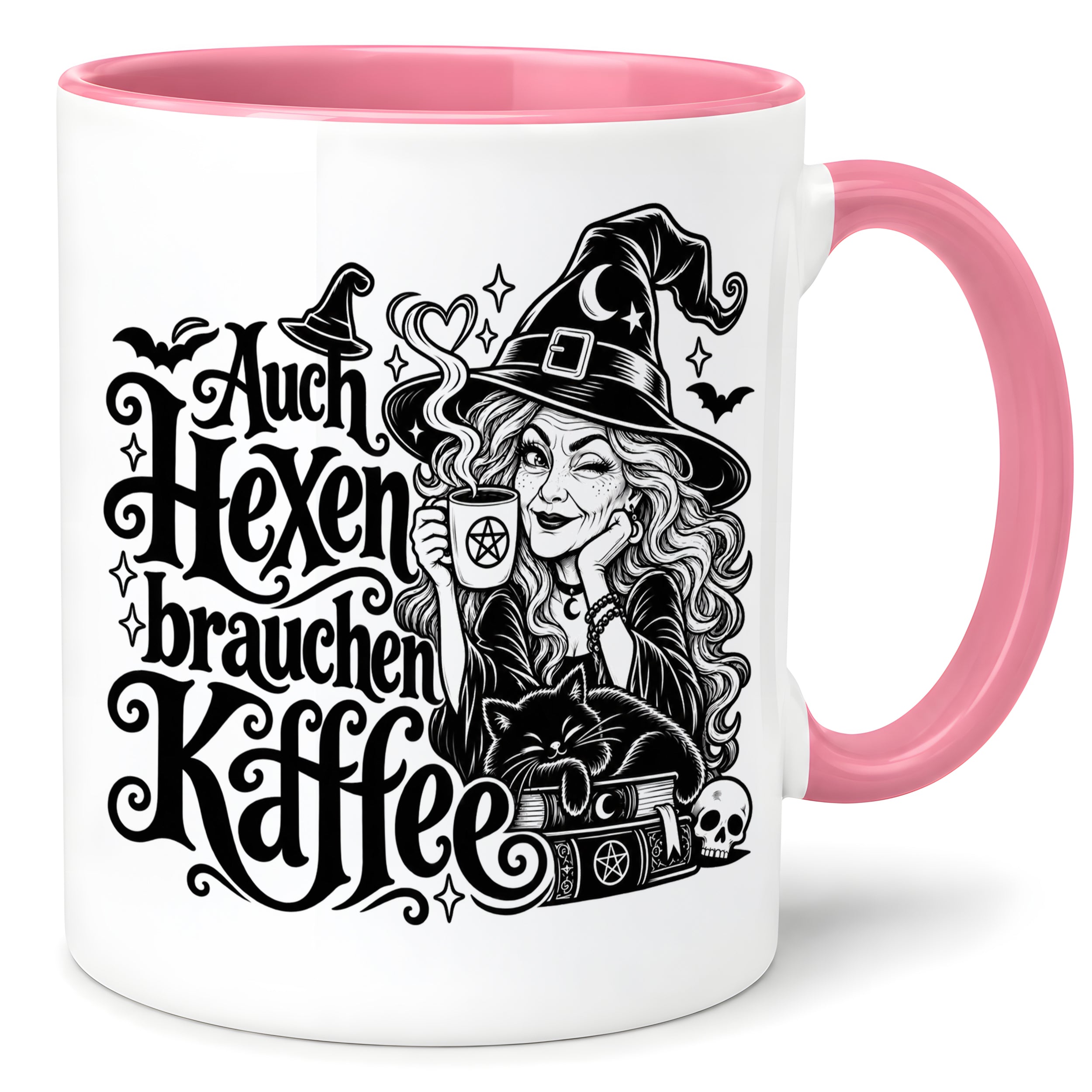 Herzbotschaft Tasse Auch Hexen brauchen Kaffee Lustige Geschenkidee