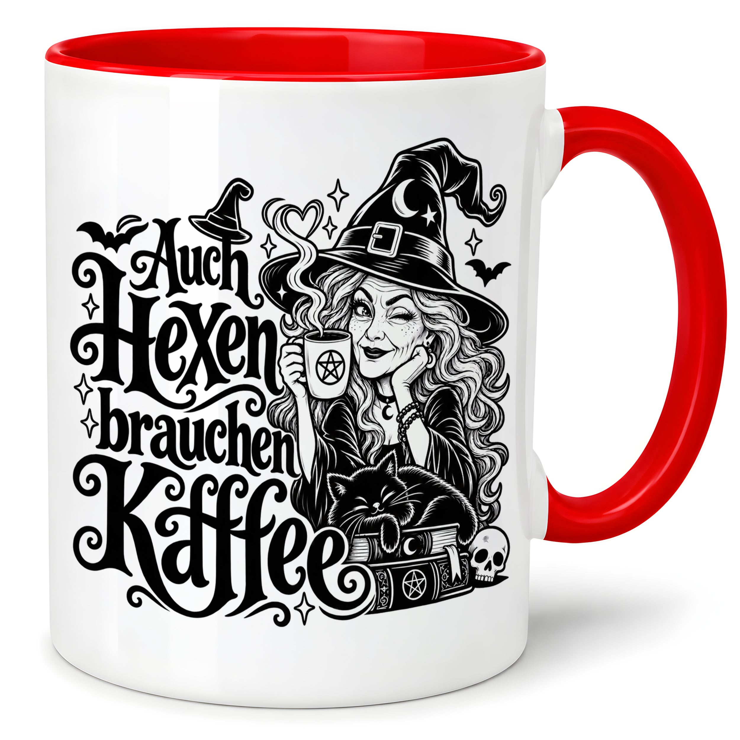 Herzbotschaft Tasse Auch Hexen brauchen Kaffee Lustige Geschenkidee