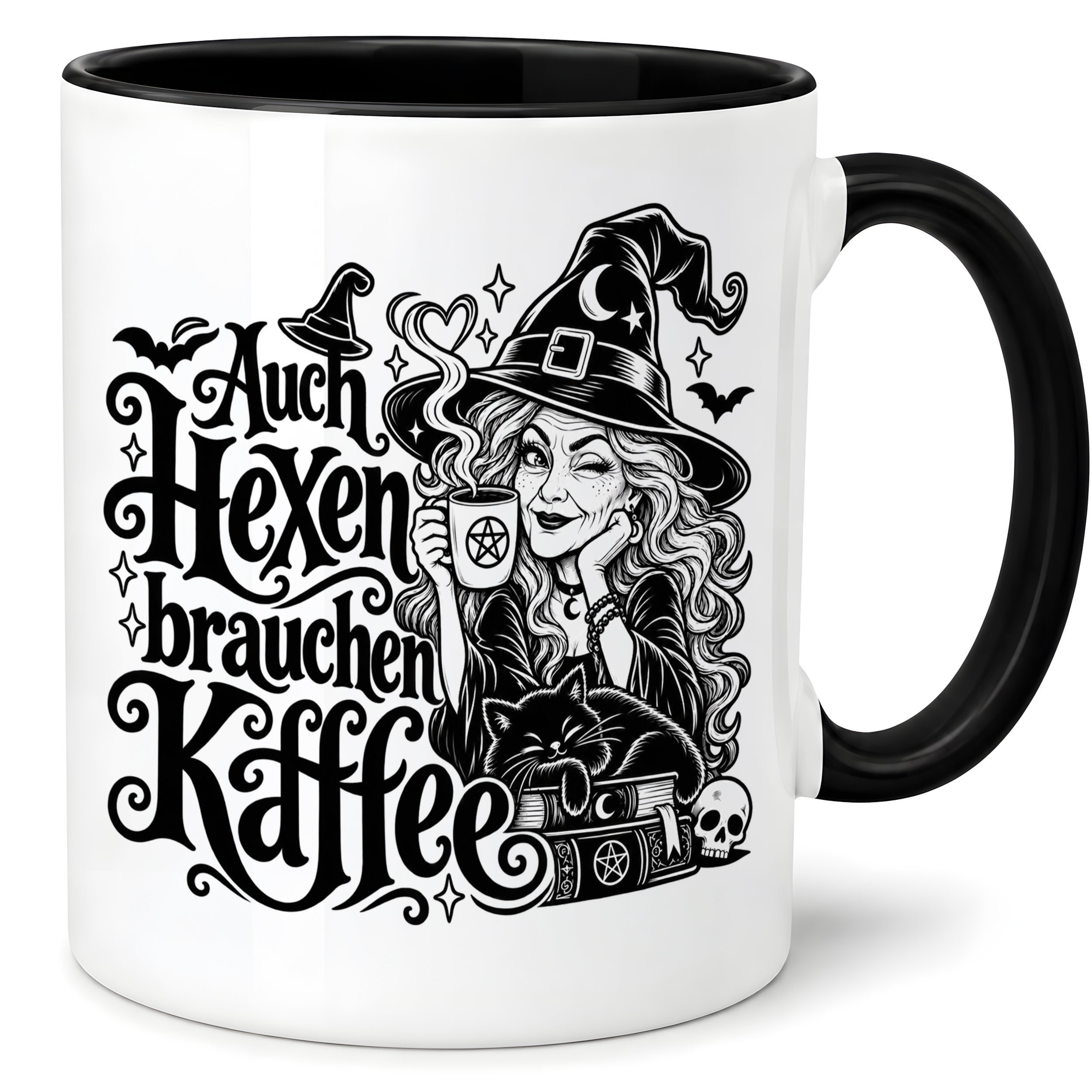 Herzbotschaft Tasse Auch Hexen brauchen Kaffee Lustige Geschenkidee
