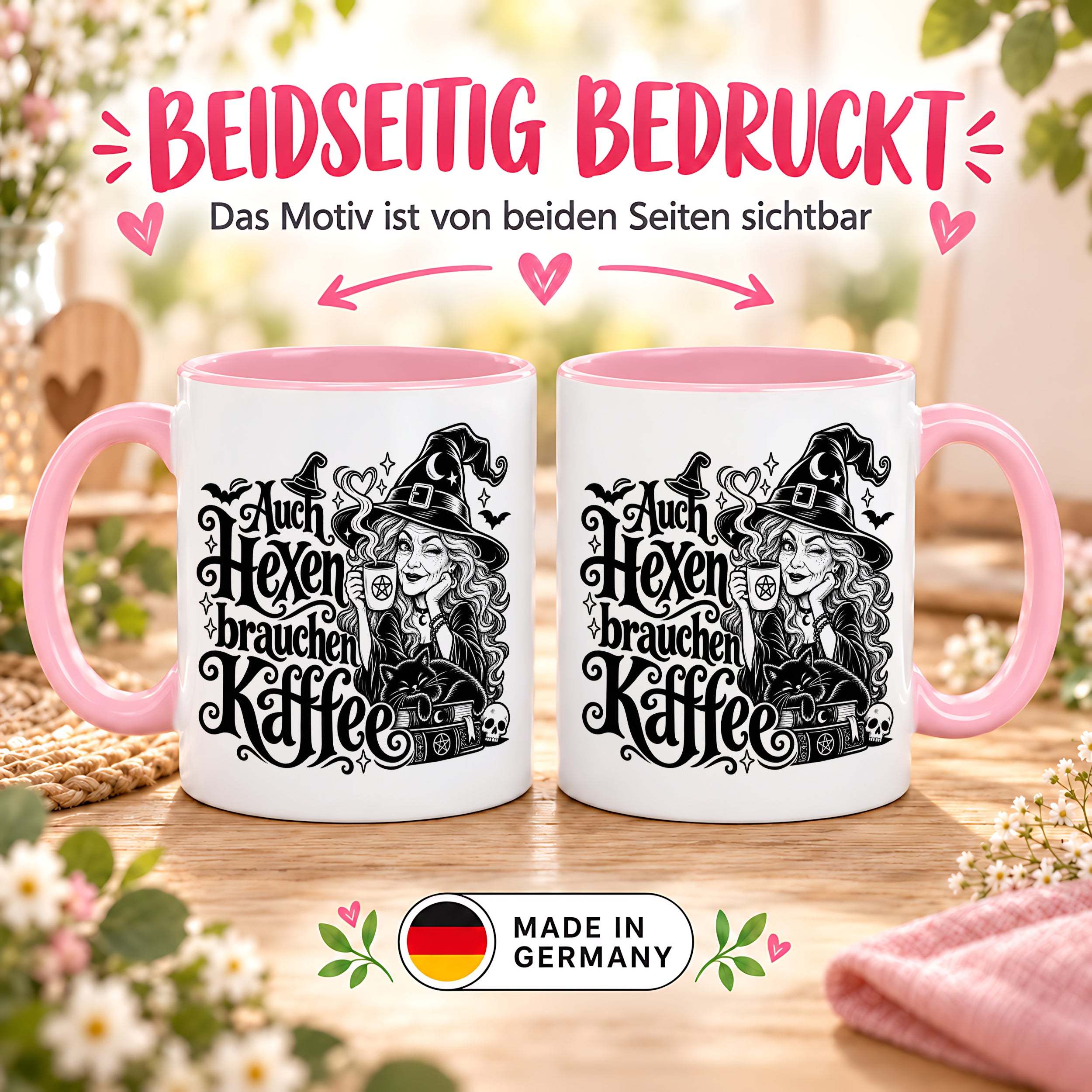 Herzbotschaft Tasse Auch Hexen brauchen Kaffee Lustige Geschenkidee