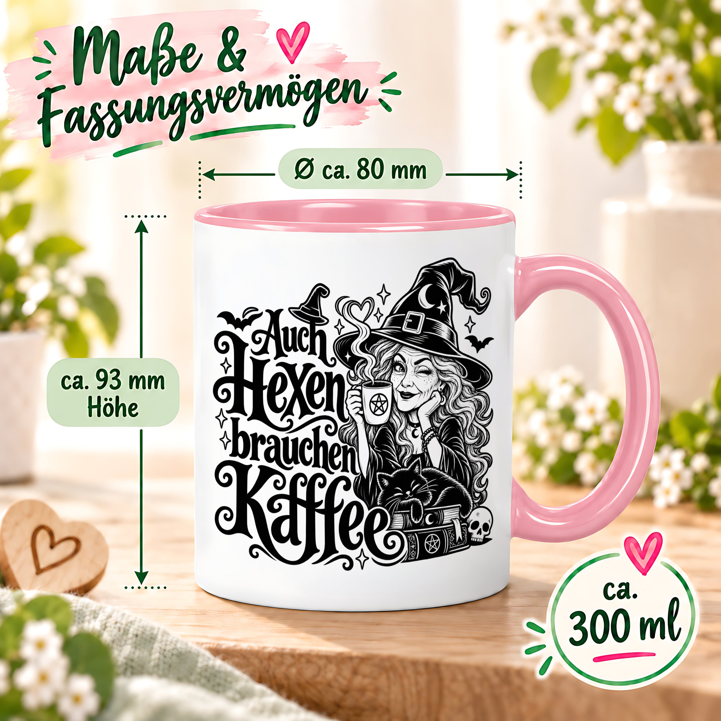 Herzbotschaft Tasse Auch Hexen brauchen Kaffee Lustige Geschenkidee