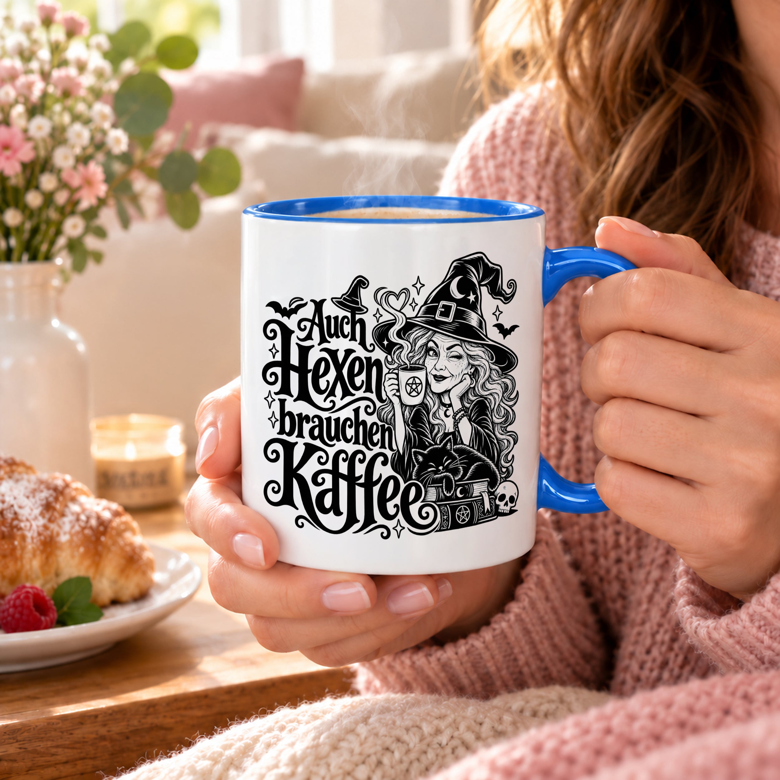 Herzbotschaft Tasse Auch Hexen brauchen Kaffee Lustige Geschenkidee