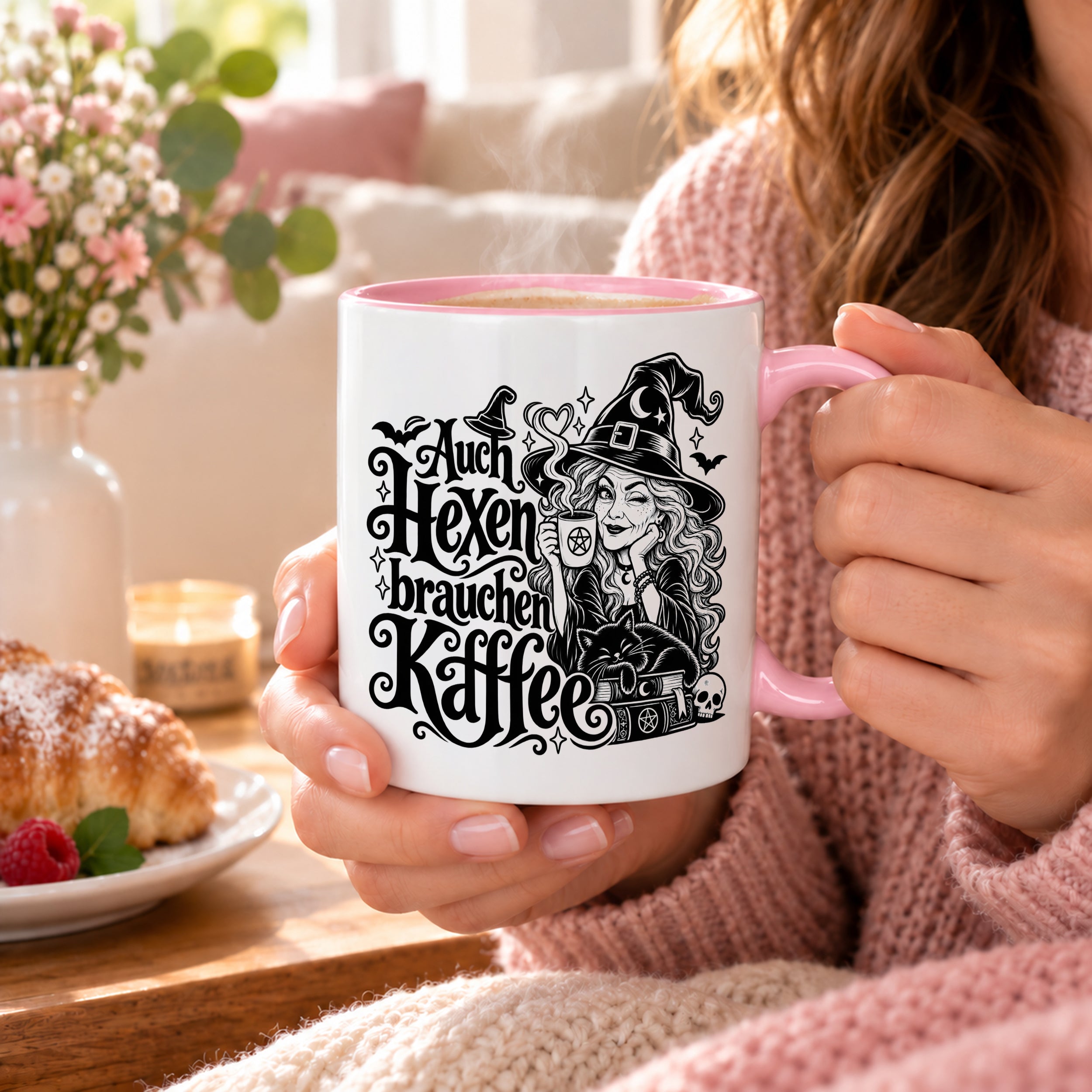 Herzbotschaft Tasse Auch Hexen brauchen Kaffee Lustige Geschenkidee