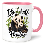 Herzbotschaft Tasse Panda – Ich mag halt Pandas – Geschenk für Pandafans - Rosa