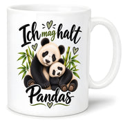 Herzbotschaft Tasse Panda – Ich mag halt Pandas – Geschenk für Pandafans - Weiß
