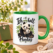Herzbotschaft Tasse Panda – Ich mag halt Pandas – Geschenk für Pandafans - Grün