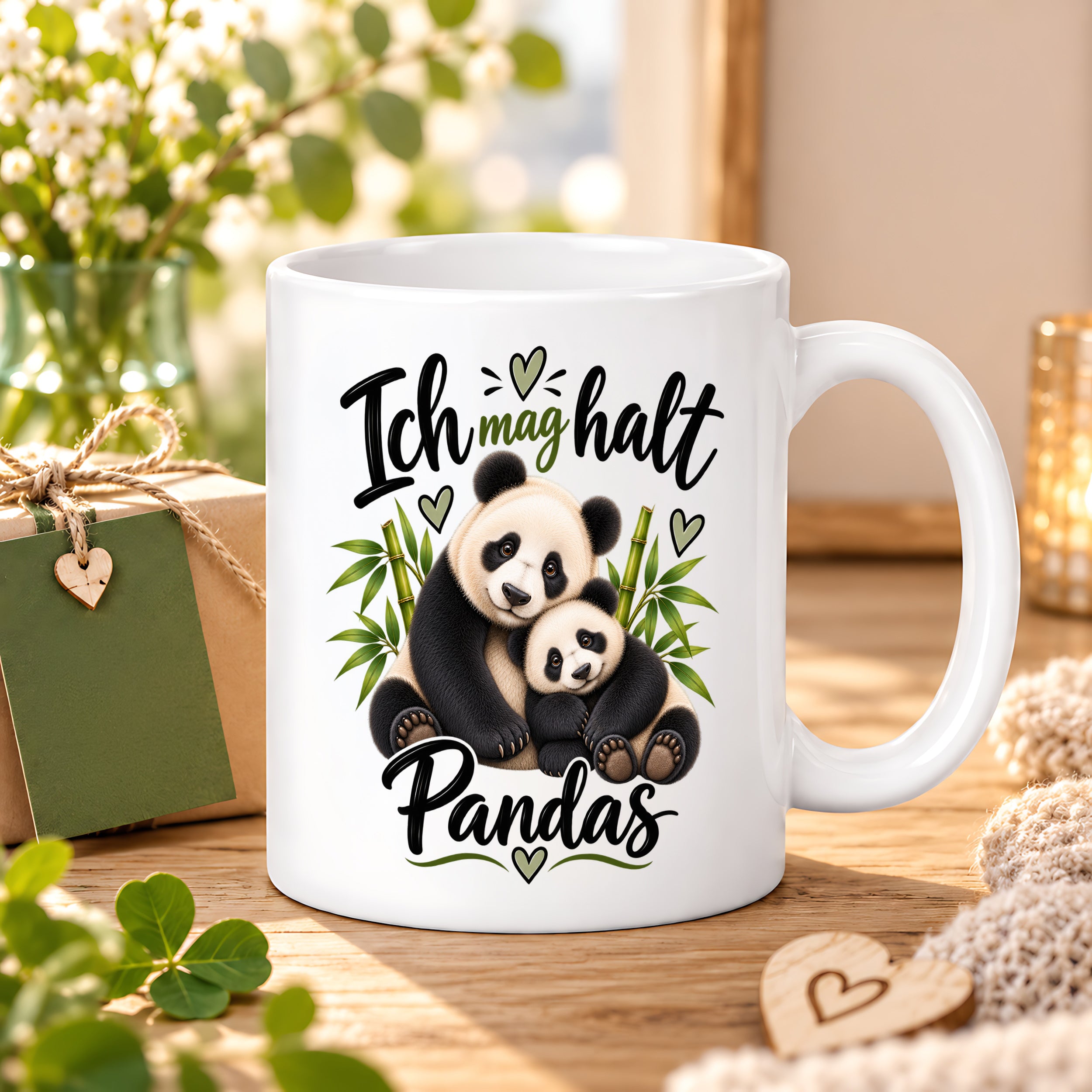 Herzbotschaft Tasse Panda – Ich mag halt Pandas – Geschenk für Pandafans