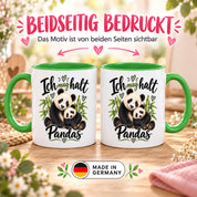 Herzbotschaft Tasse Panda – Ich mag halt Pandas – Geschenk für Pandafans - Grün