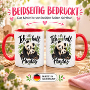 Herzbotschaft Tasse Panda – Ich mag halt Pandas – Geschenk für Pandafans - Rot