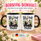 Herzbotschaft Tasse Panda – Ich mag halt Pandas – Geschenk für Pandafans - Schwarz
