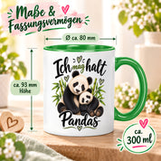Herzbotschaft Tasse Panda – Ich mag halt Pandas – Geschenk für Pandafans - Grün