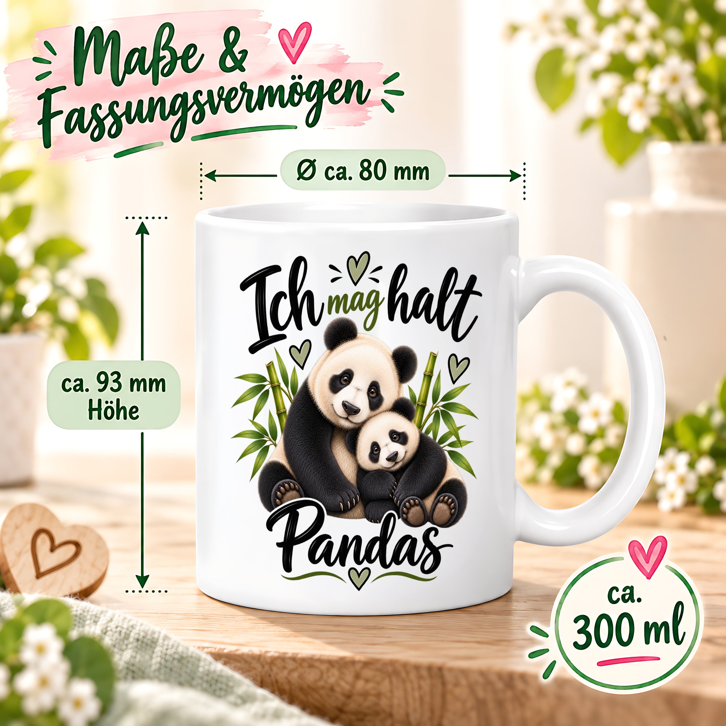 Herzbotschaft Tasse Panda – Ich mag halt Pandas – Geschenk für Pandafans