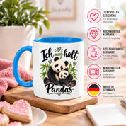Herzbotschaft Tasse Panda – Ich mag halt Pandas – Geschenk für Pandafans - Blau