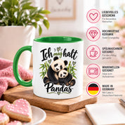 Herzbotschaft Tasse Panda – Ich mag halt Pandas – Geschenk für Pandafans - Grün