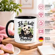 Herzbotschaft Tasse Panda – Ich mag halt Pandas – Geschenk für Pandafans - Schwarz