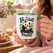 Herzbotschaft Tasse Panda – Ich mag halt Pandas – Geschenk für Pandafans - Grün