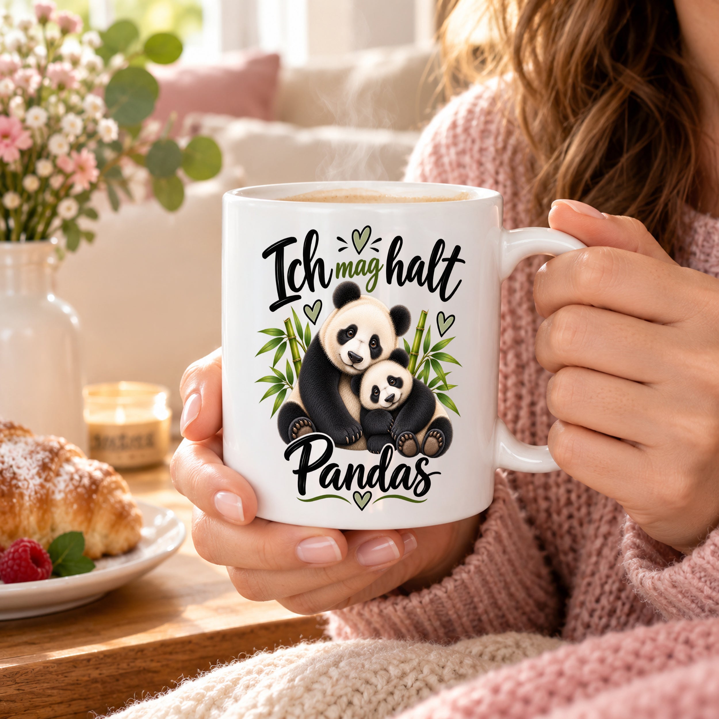 Herzbotschaft Tasse Panda – Ich mag halt Pandas – Geschenk für Pandafans