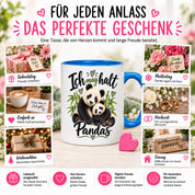 Herzbotschaft Tasse Panda – Ich mag halt Pandas – Geschenk für Pandafans - Blau