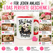 Herzbotschaft Tasse Panda – Ich mag halt Pandas – Geschenk für Pandafans - Rot