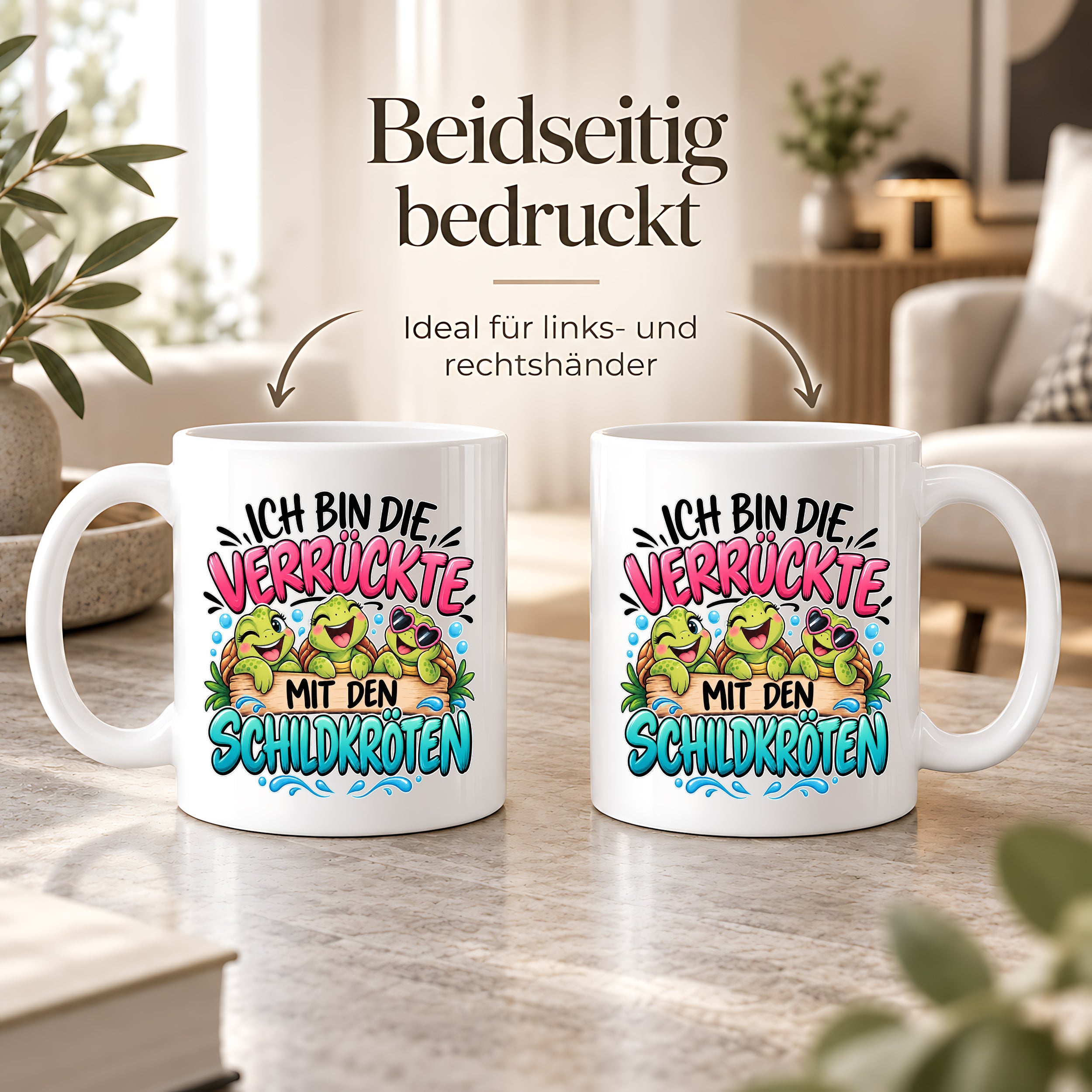 Herzbotschaft Tasse Verrückte mit Schildkröten Geschenk 330 ml