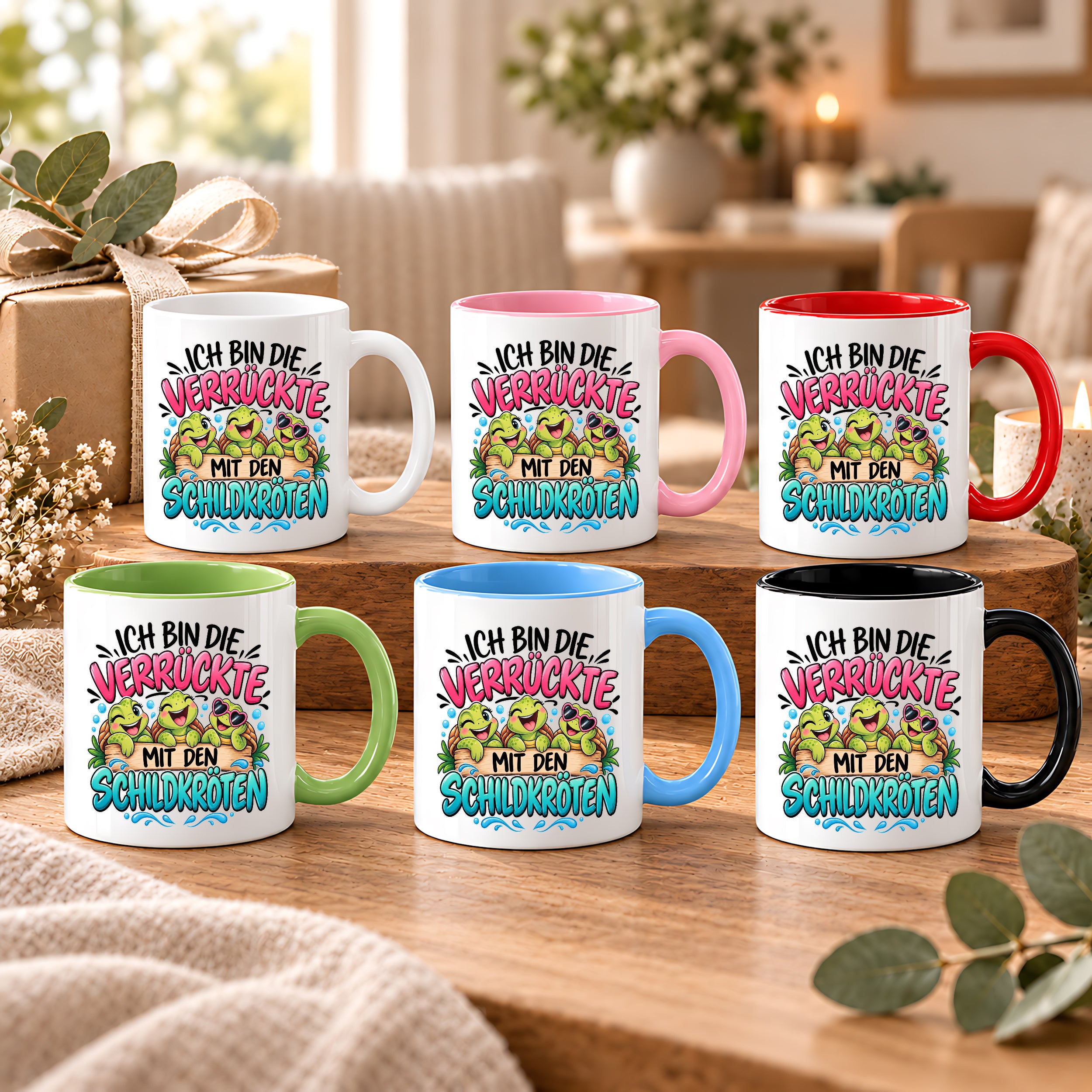 Herzbotschaft Tasse Verrückte mit Schildkröten Geschenk 330 ml