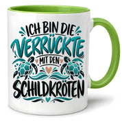 Tasse für Schildkröten Liebhaberinen - Die verrückte mit den Schildkröten
