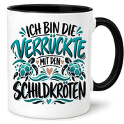 Tasse für Schildkröten Liebhaberinen - Die verrückte mit den Schildkröten