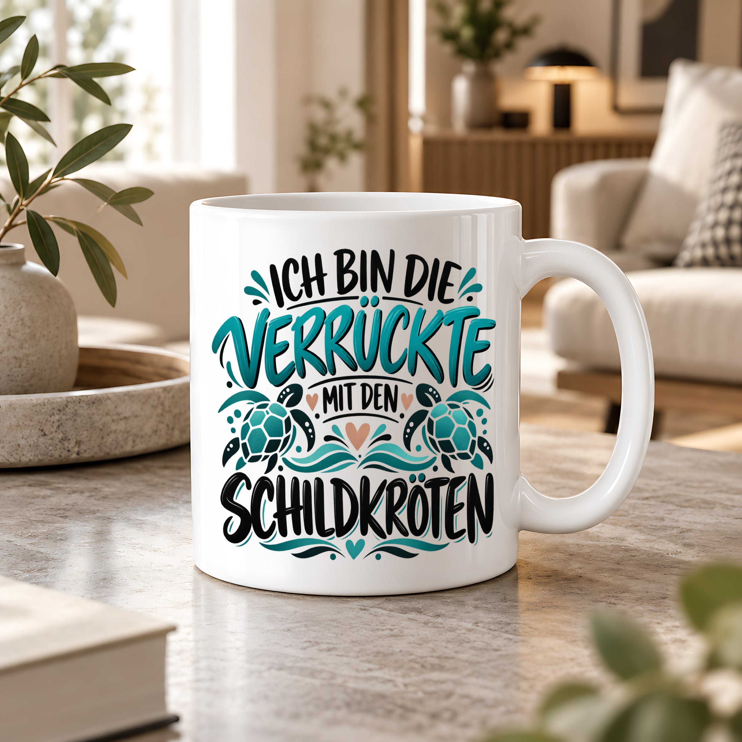 Tasse für Schildkröten Liebhaberinen - Die verrückte mit den Schildkröten