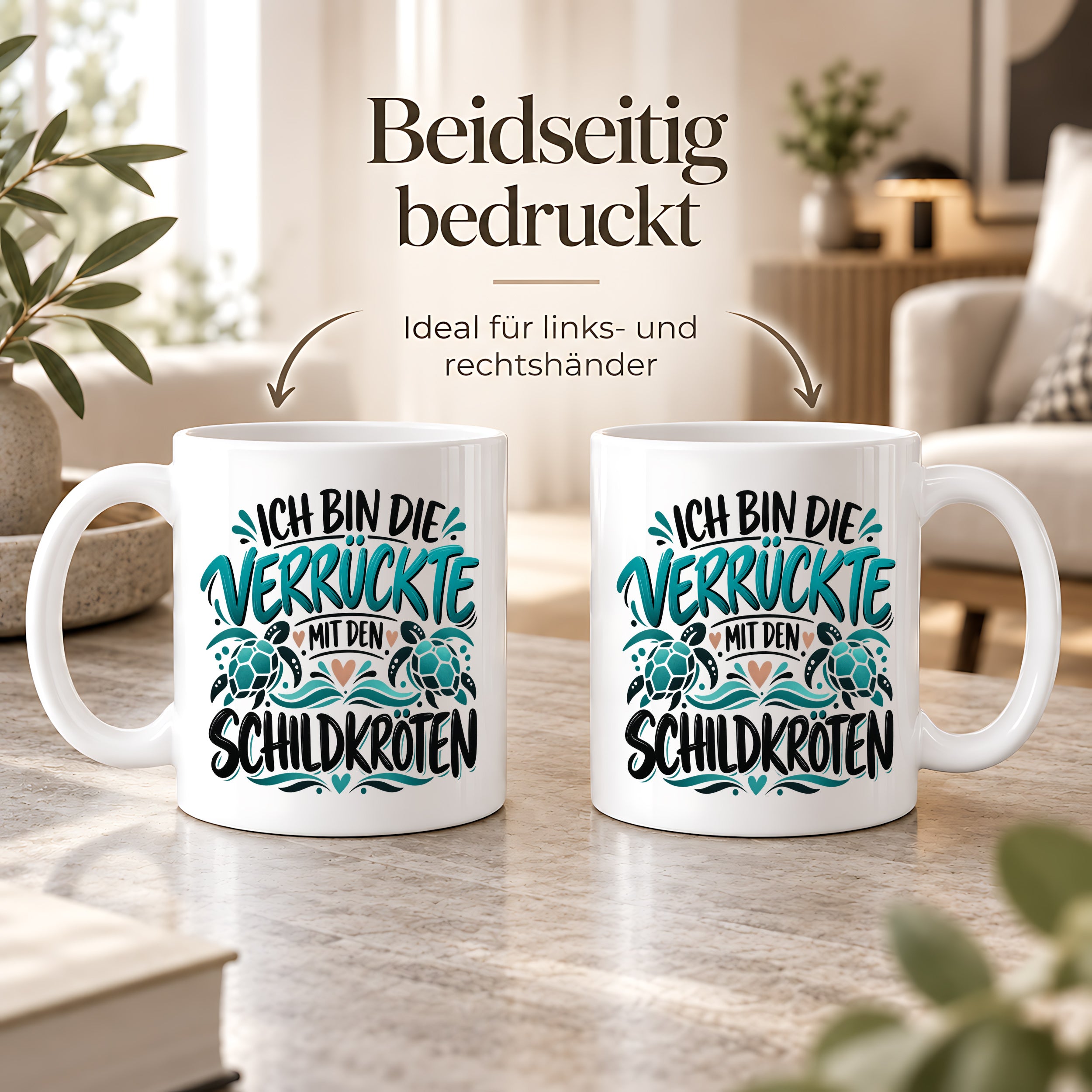 Tasse für Schildkröten Liebhaberinen - Die verrückte mit den Schildkröten