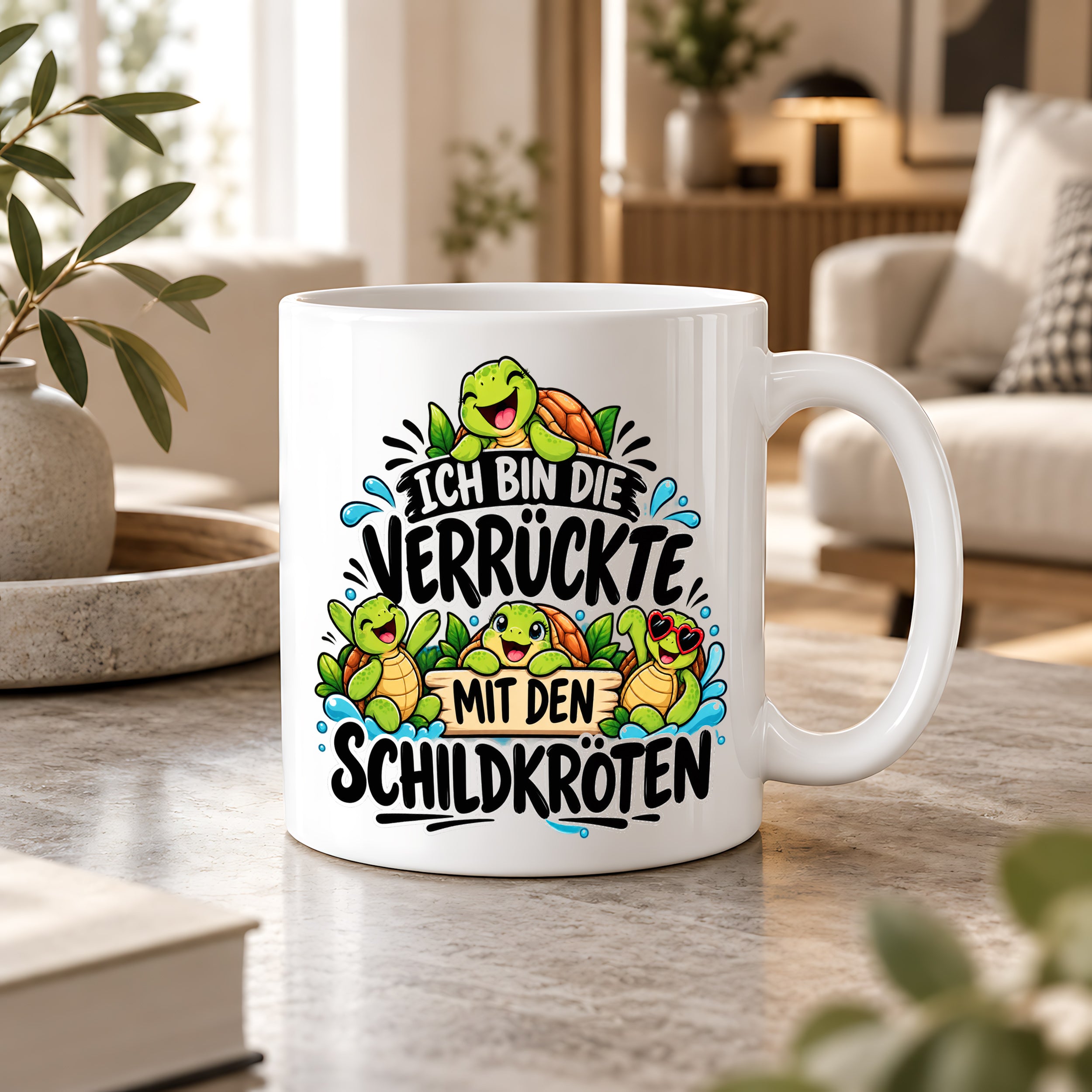 Herzbotschaft Tasse Verrückte mit Schildkröten Geschenk 330 ml