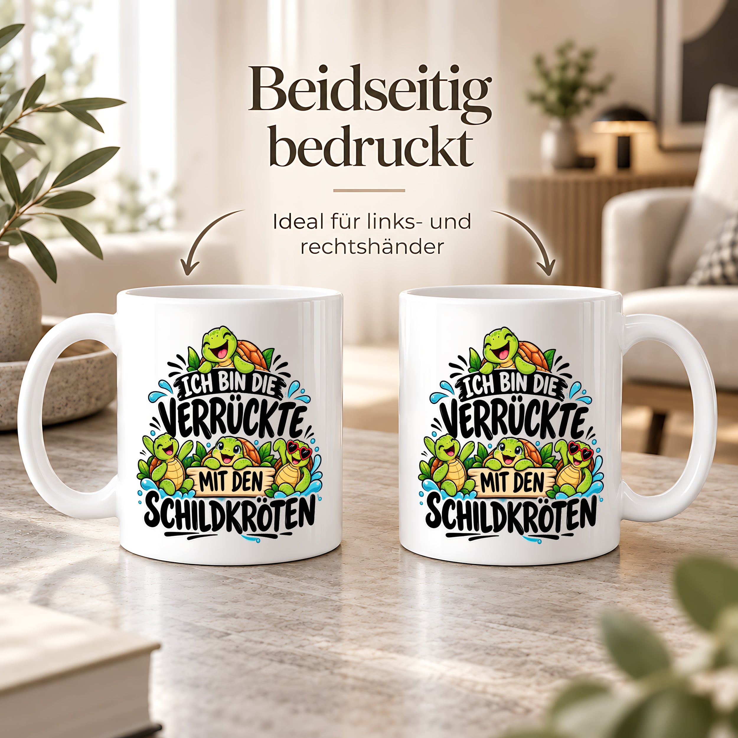 Herzbotschaft Tasse Verrückte mit Schildkröten Geschenk 330 ml