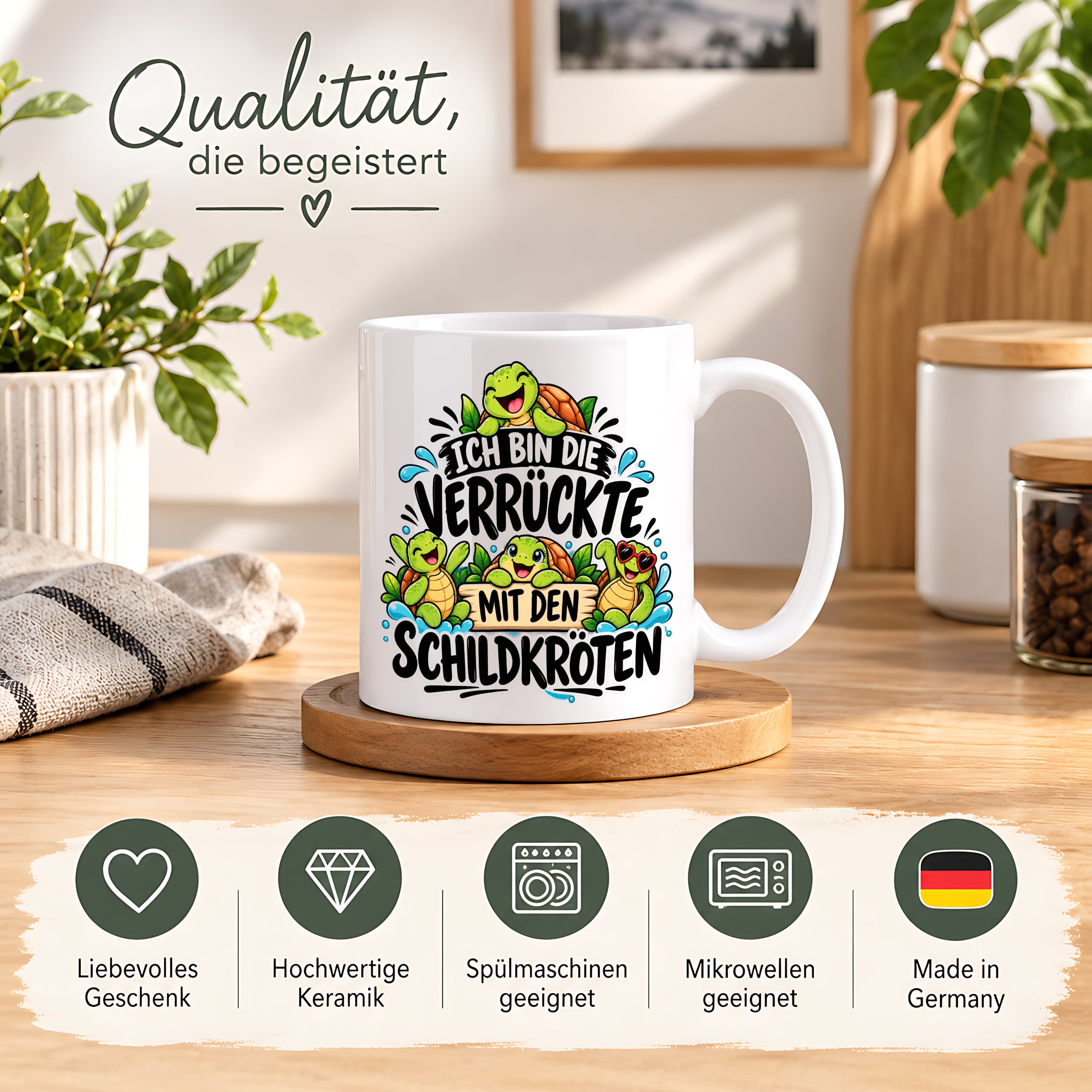 Herzbotschaft Tasse Verrückte mit Schildkröten Geschenk 330 ml