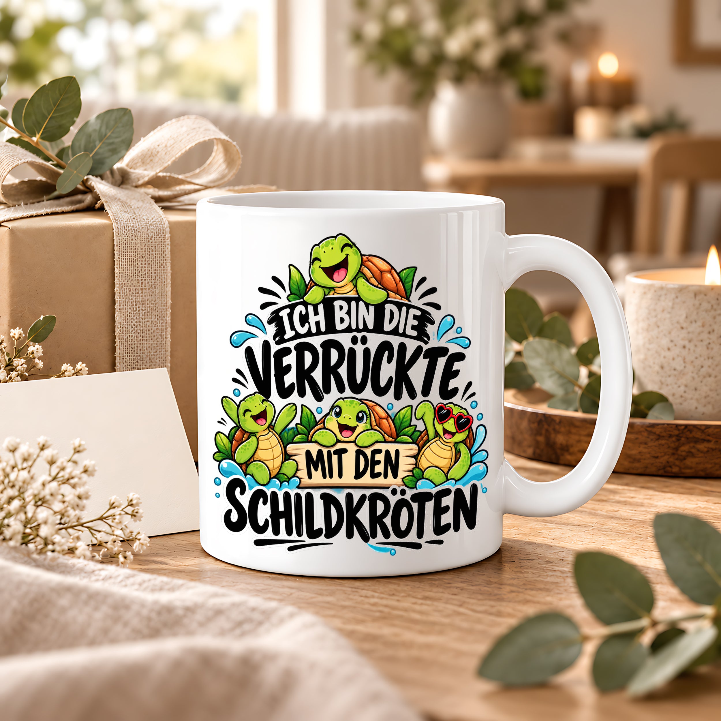 Herzbotschaft Tasse Verrückte mit Schildkröten Geschenk 330 ml