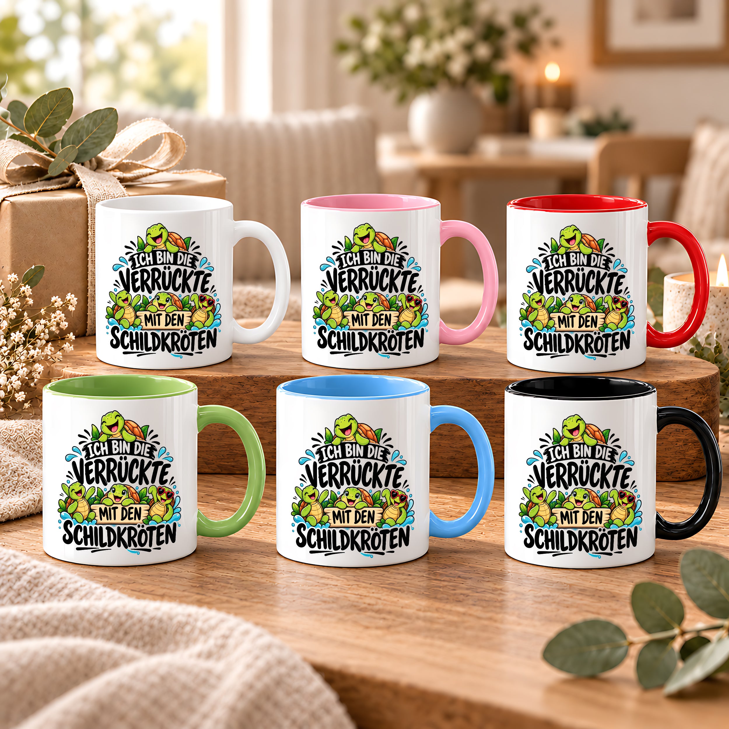 Herzbotschaft Tasse Verrückte mit Schildkröten Geschenk 330 ml