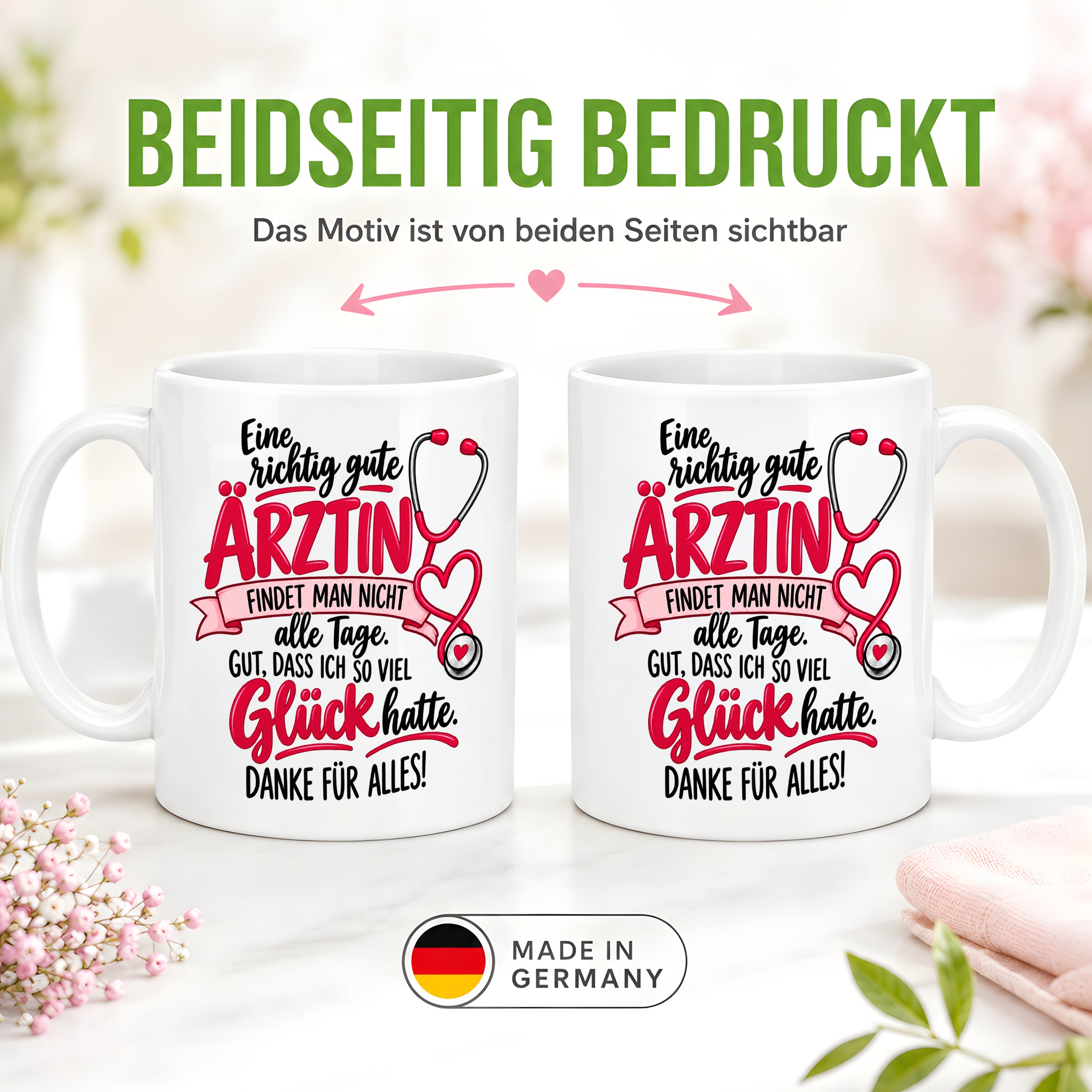 Herzbotschaft Tasse Ärztin Danke Geschenk Medizin 330 ml