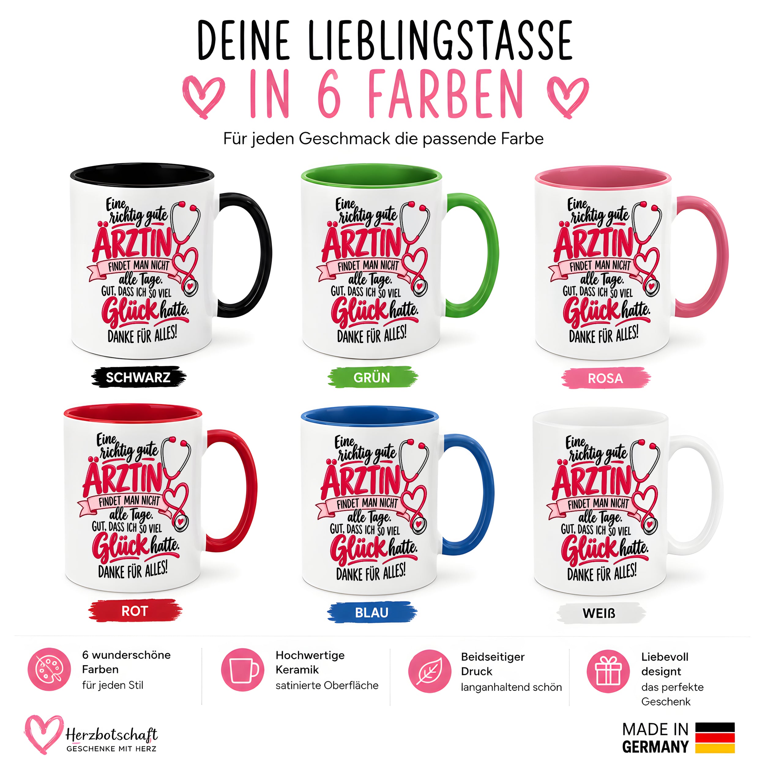 Herzbotschaft Tasse Ärztin Danke Geschenk Medizin 330 ml