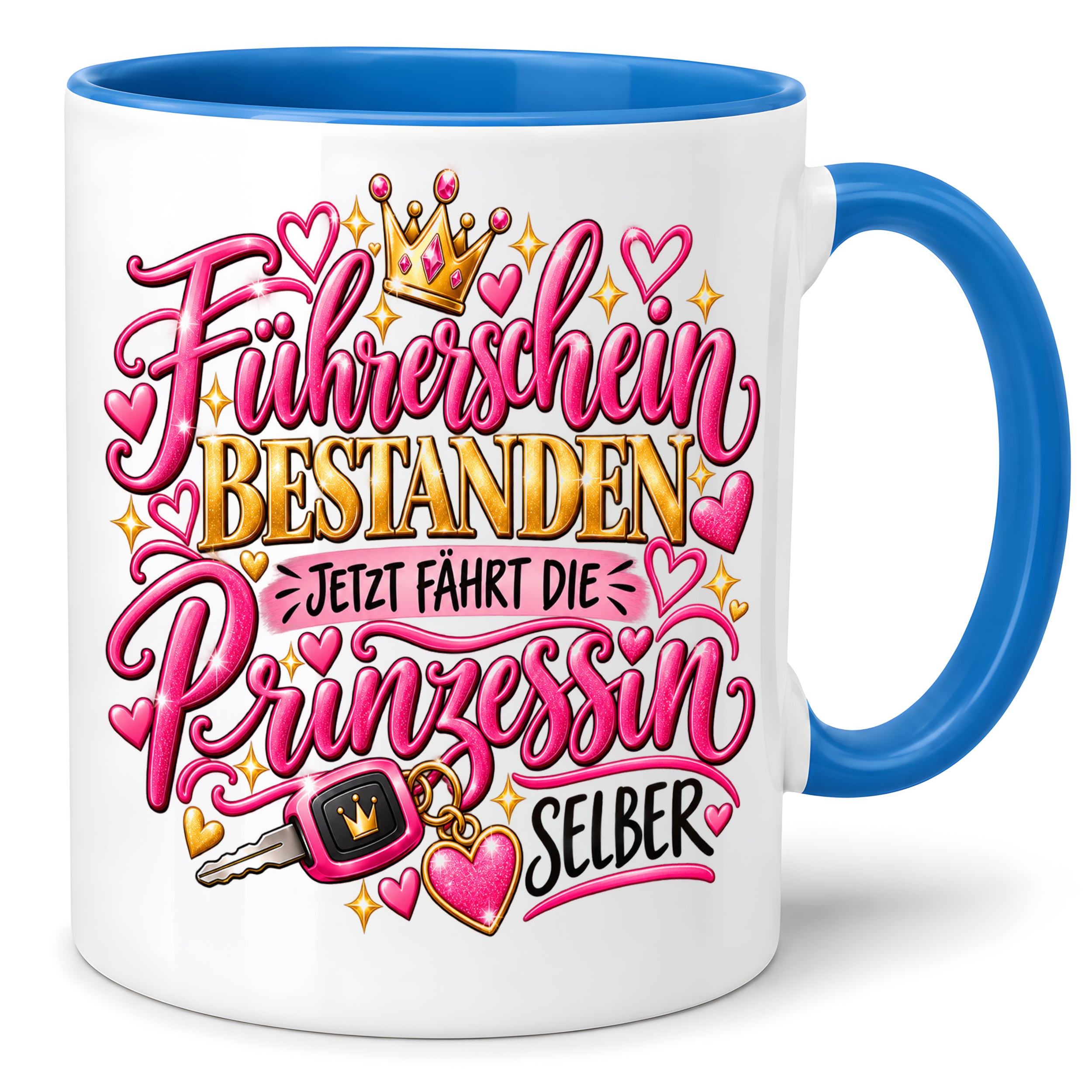 Herzbotschaft Tasse Führerschein bestanden – Geschenk für Fahranfängerin