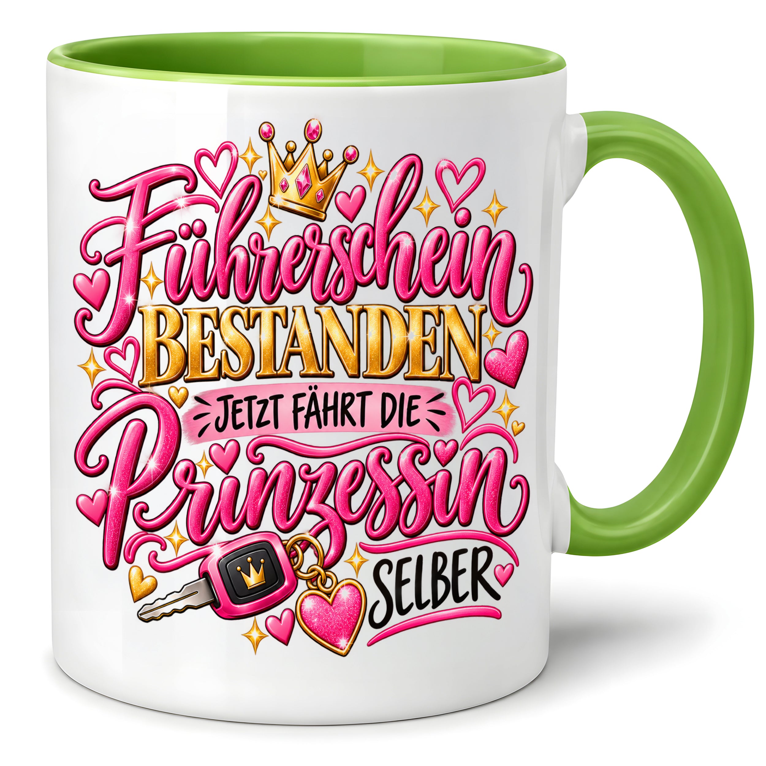 Herzbotschaft Tasse Führerschein bestanden – Geschenk für Fahranfängerin