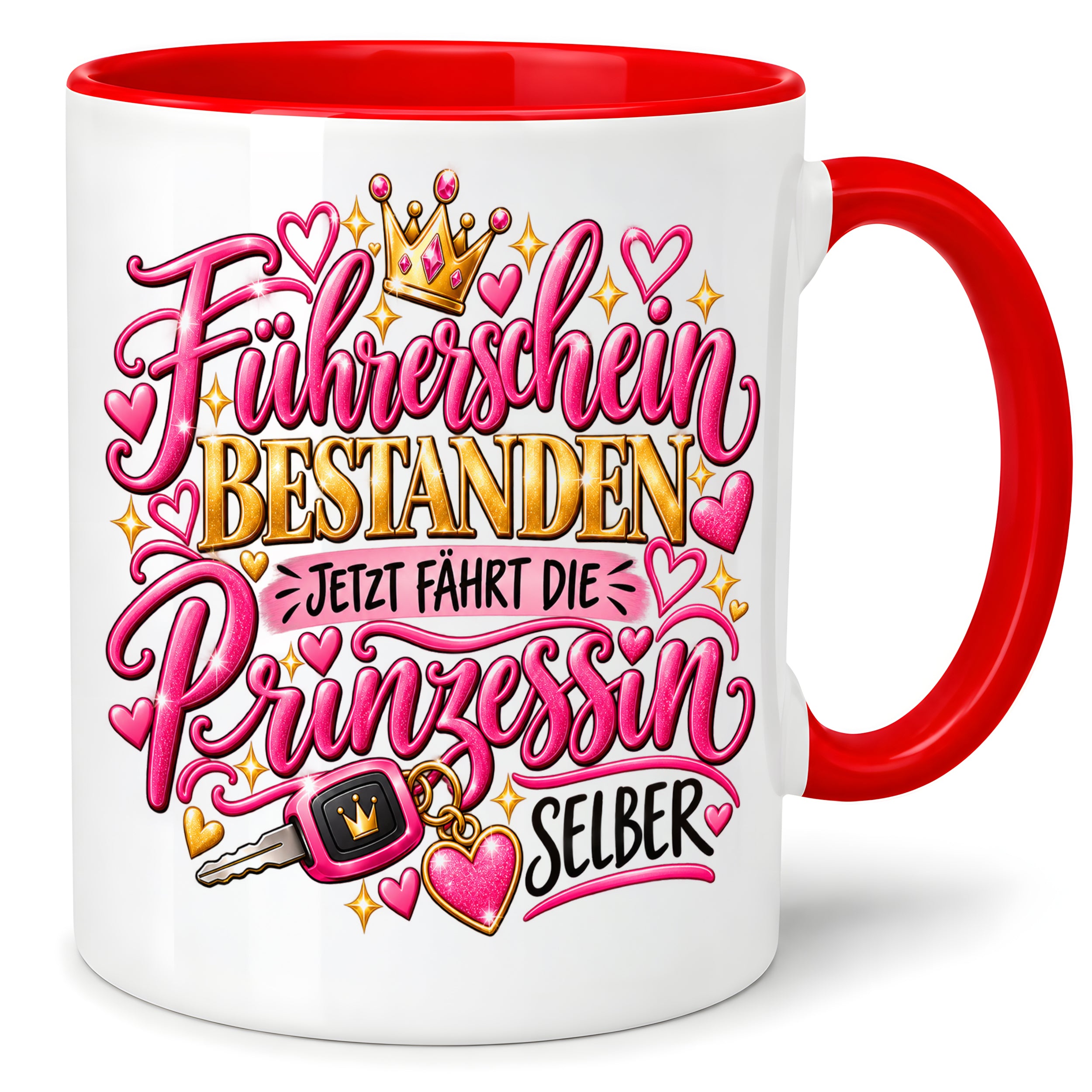 Herzbotschaft Tasse Führerschein bestanden – Geschenk für Fahranfängerin