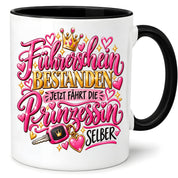 Herzbotschaft Tasse Führerschein bestanden – Geschenk für Fahranfängerin