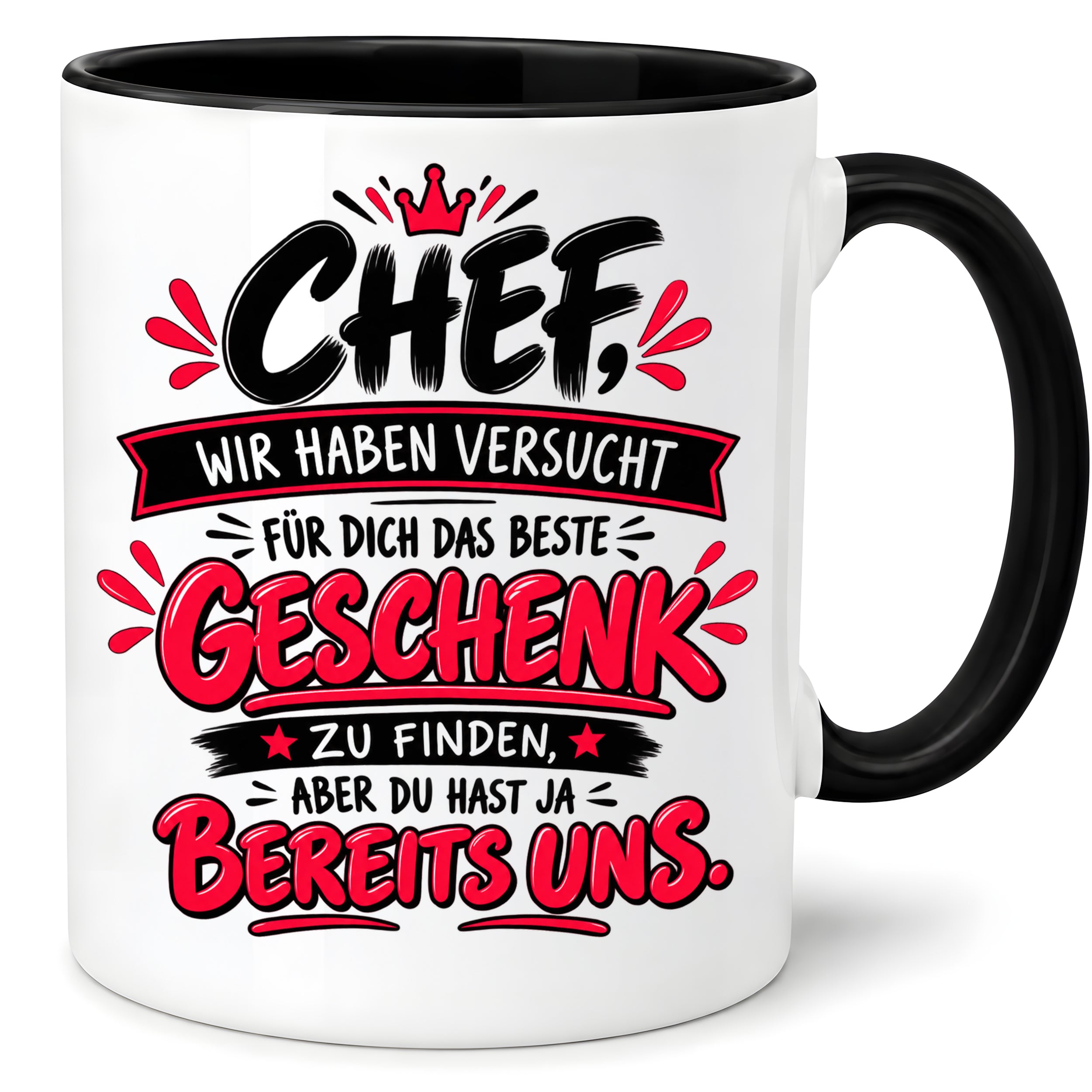 Herzbotschaft Tasse Chef Geschenk Wir sind das beste Team 330 ml