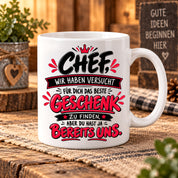 Herzbotschaft Tasse Chef Geschenk Wir sind das beste Team 330 ml