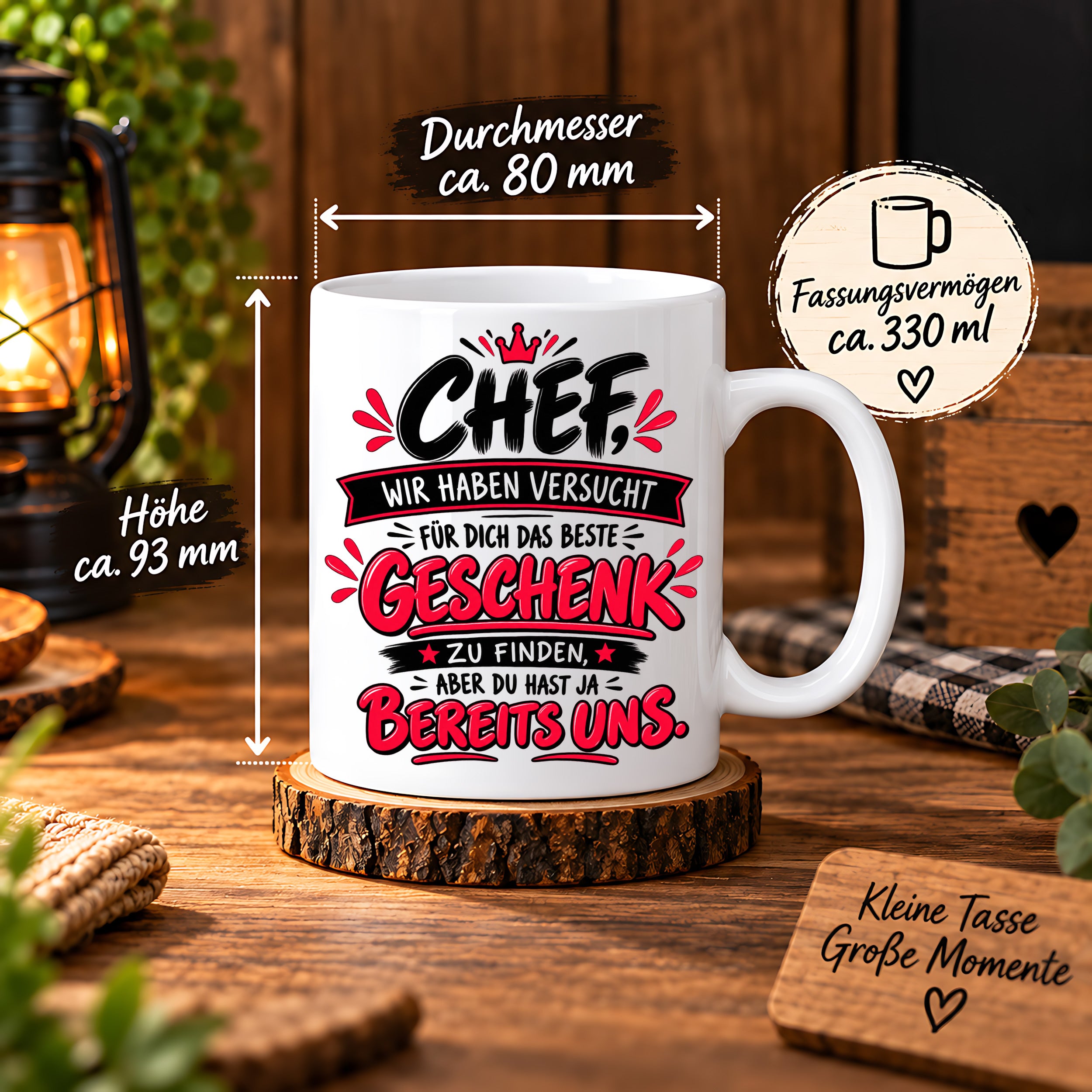 Herzbotschaft Tasse Chef Geschenk Wir sind das beste Team 330 ml