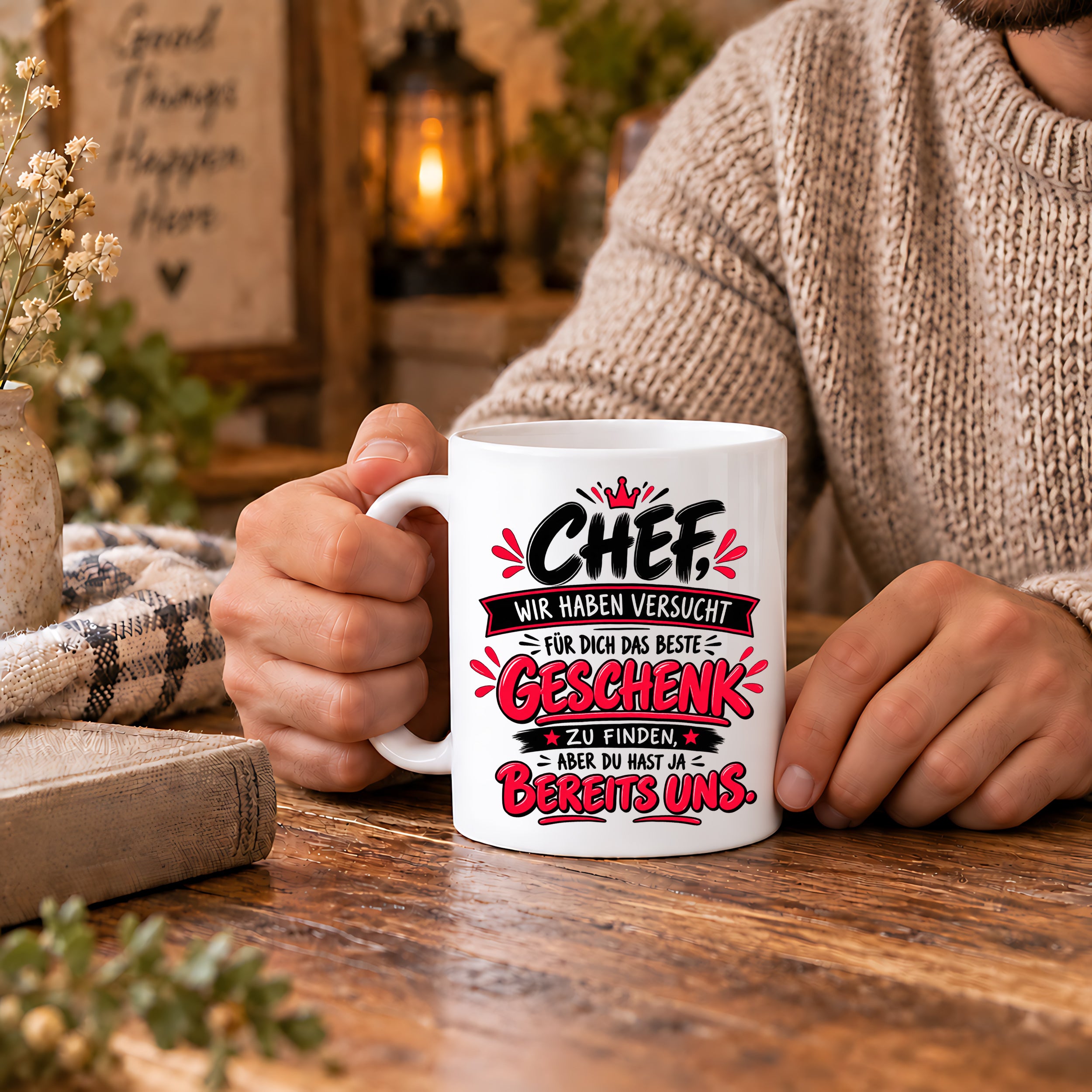 Herzbotschaft Tasse Chef Geschenk Wir sind das beste Team 330 ml