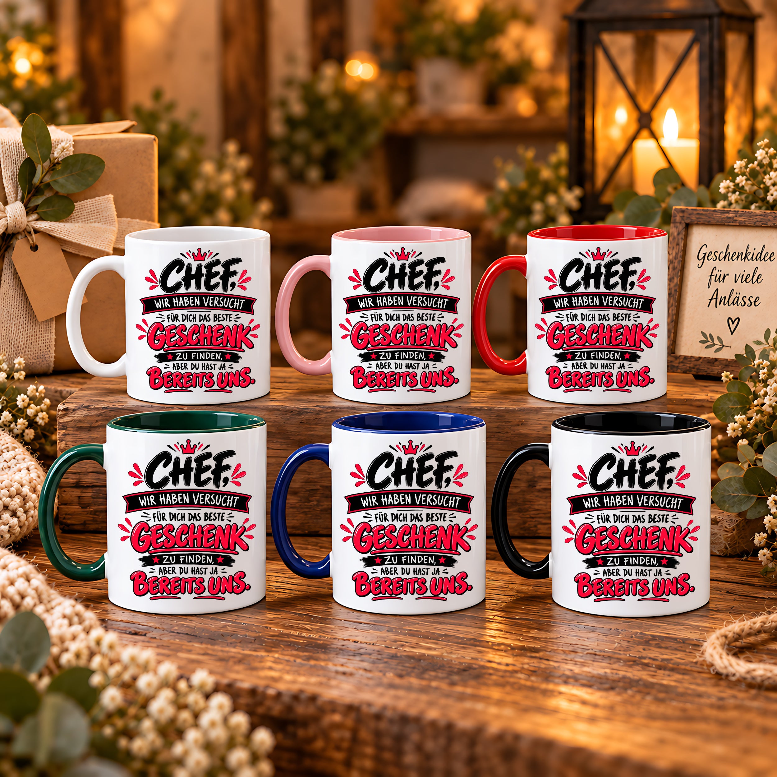 Herzbotschaft Tasse Chef Geschenk Wir sind das beste Team 330 ml