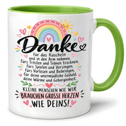 Herzbotschaft Danke Tasse Erzieherin Kindergärtnerin Kaffeetasse KiTa