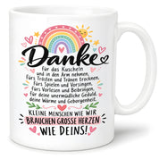 Herzbotschaft Danke Tasse Erzieherin Kindergärtnerin Kaffeetasse KiTa