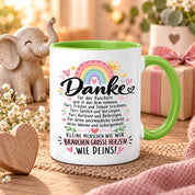Herzbotschaft Danke Tasse Erzieherin Kindergärtnerin Kaffeetasse KiTa