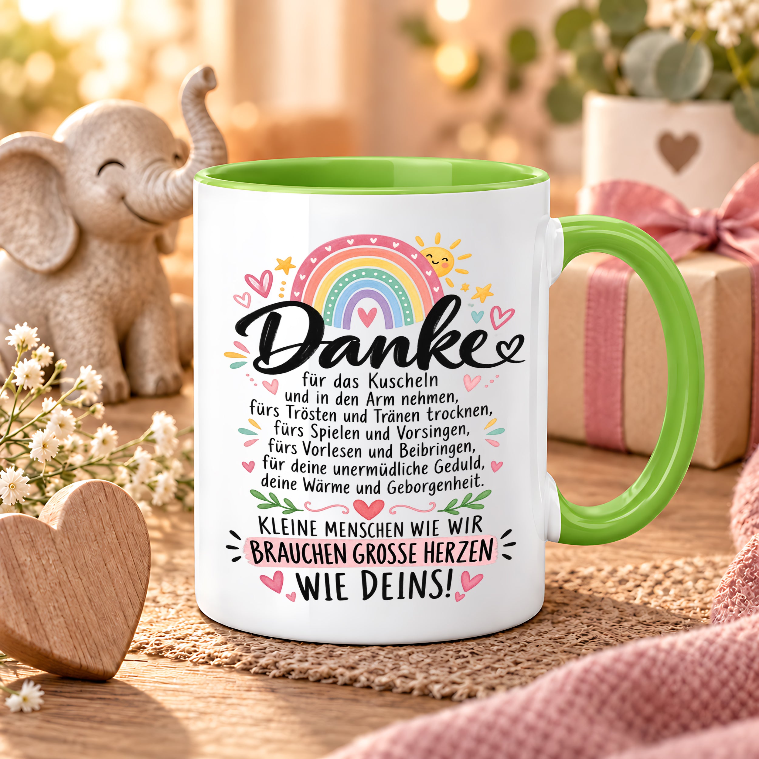 Herzbotschaft Danke Tasse Erzieherin Kindergärtnerin Kaffeetasse KiTa